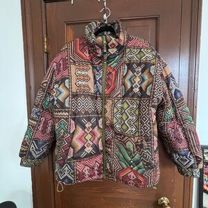 FARM Rio Tropical Rauti Metallic Reverse Puffer Jacket – Oversized Small